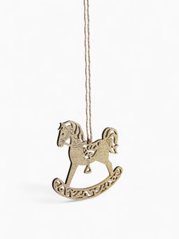 Цена за 3 шт. Ёлочное украшение новогоднее «Лошадка резная» 9×8 см, золото