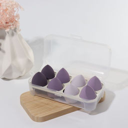 Спонжи для макияжа, набор - 8 шт., увеличиваются при намокании, фиолетовые