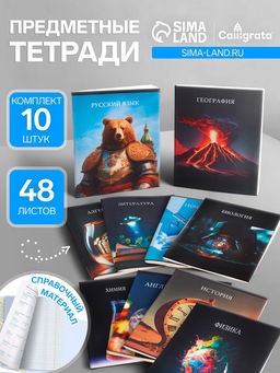 Тетради предметные Calligrata TOP «Школьный стиль», 10 предметов, 48 листов, со справочным материалом, пластиковая обложка