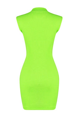 TRENDYOLMILLA Siyah Vucuda Oturan Bisiklet Yaka Mini Fitilli Esnek Orme Kalem Elbise TWOSS22EL2819 фото 6