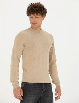 Ta_ Melanj Slim Fit Yar_m Bal_k__ Yaka Basic Triko Kazak - Pierre cardin фото 3
