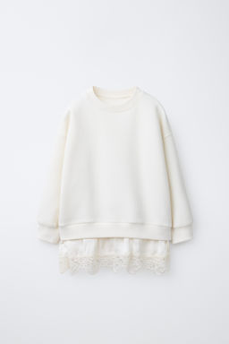 SUDADERA COMBINADA ENCAJE / Crudo - Zara фото 2