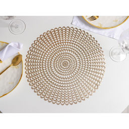 Набор салфеток сервировочных на стол Доляна Солнечная, d=38 см, 4 шт, цвет золотой