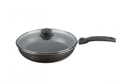 Сковорода 220мм,1 ручка, стеклянная крышка, антипригарное покрытие Лён - Калитва фото 2
