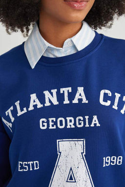 Толстый свитшот оверсайз с круглым вырезом - Defacto фото 8