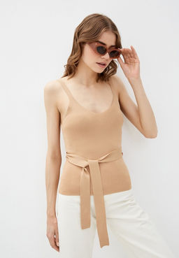 Трикотажный топ с поясом