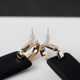 Серьги металл Прямоугольник плита, цвет золотисто-чёрный - Queen fair фото 3