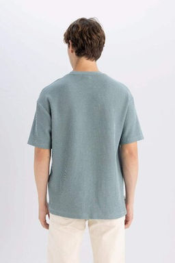 Футболка свободного покроя с круглым вырезом и короткими рукавами - Defacto фото 6