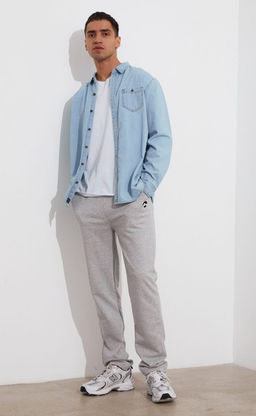 Рубашка мужская джинсовая с длинным рукавом F311-1241 голубая