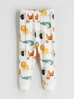 Bask?l? Erkek Bebek Pijama Tak?m 2li