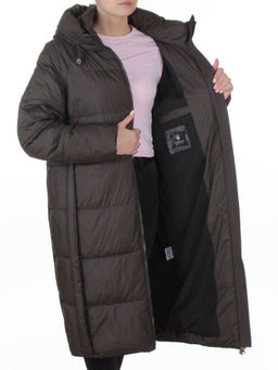 8891 GRAY/BROWN Пальто зимнее женское (200 гр. холлофайбер)