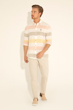 Мужская рубашка цвета хаки с длинным рукавом - U.s. polo assn фото 12