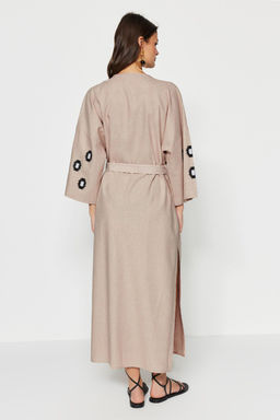 Bej Kusakl? Dokuma Nak?sl? Maxi Plaj Kimono&Kaftan TBESS21KM0175 - Trendyolmilla фото 5