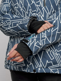 Горнолыжная куртка женская зимняя большого размера темно-серого цвета 2270-1TC - Chunmai фото 5