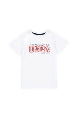 Футболка базовая U.S. Polo Assn для мальчиков с круглым вырезом белая из хлопка  фото 2