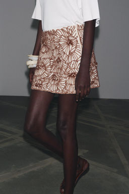 ZW COLLECTION FLORAL EMBROIDERY MINI SKIRT - Zara фото 4