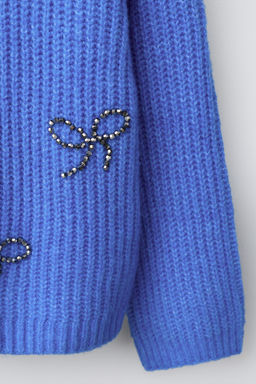 BEADED AND SPARKLY BOW KNIT SWEATER - Zara фото 4
