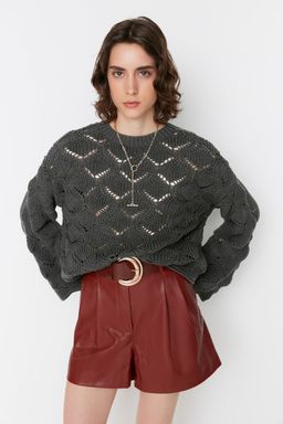 Vizon Ajurlu/Delikli Triko Kazak TWOAW22KZ1171 - Trendyolmilla фото 20