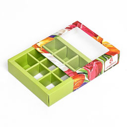 Цена за 5 шт. Коробка для 9 конфет с обечайкой, 8 марта 13.8?13.8?3.8 см