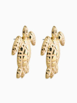 Серьги «Морской мир», черепаха, белые в золоте