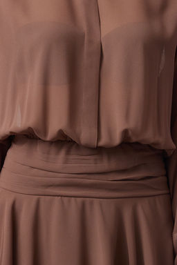 Trendyolmilla Kahverengi Gomlek Yaka Detayl? Sifon Elbise TPRAW25EL00110