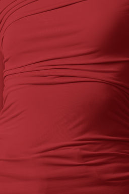 K?rm?z? Buzgu/Drape Detayl? Fitted/Vucuda Oturan Uzun Kollu Esnek Orme Bluz TWOAW25BZ00248