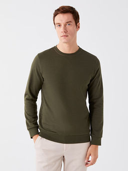 Bisiklet Yaka Uzun Kollu Erkek Kal?n Sweatshirt