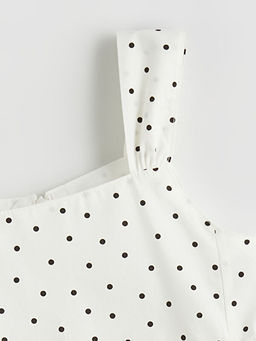 Kare Yaka Puantiyeli K?z ?ocuk Elbise