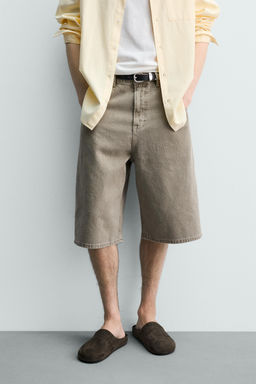 BERMUDA DENIM BALLOON FIT ESTRUCTURA / Khaki