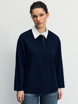 Хлопковый джемпер с отложным воротником / Zarina