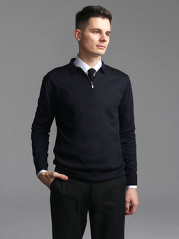 Джемпер мужской с воротником поло GREG G129-EV (т.синий)  фото 6