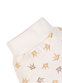 Ползунки короткие молочные с принтом короны