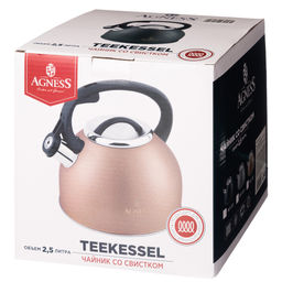 ЧАЙНИК AGNESS СО СВИСТКОМ 2,5 Л, GREY, ИНДУКЦИОН. ДНО  фото 2