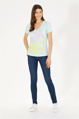 Женская зеленая футболка с v-образным вырезом Неожиданная скидка в корзине - U.s. polo assn фото 4