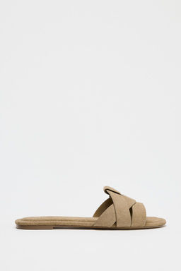 CROSSOVER SPLIT SUEDE FLAT SANDALS - Zara фото 3