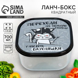 Цена за 2 шт. Ланч - бокс квадратный «Переходи на темную сторону», 700 мл