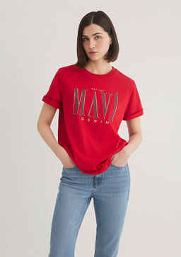 Mavi Logo Bask?l? K?rm?z? Tisort  фото 3