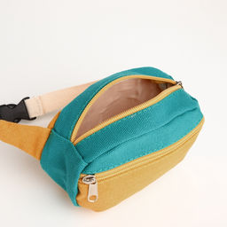 Сумка детская поясная на молнии, наружный карман, жёлтая, бирюзовая