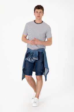 Erkek Regular Fit Bisiklet Yaka Siyah _izgili Ti__rt Sepette S_rpriz _ndirim - U.s. polo assn фото 4