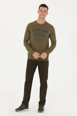 Мужские брюки из плотной ткани темного цвета хаки - U.s. polo assn фото 7