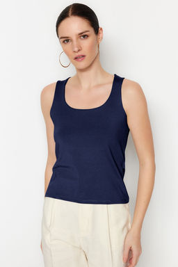 Lacivert Kare Yaka Fitted/Vucuda Oturan Esnek Orme Atlet TWOSS23AL00037