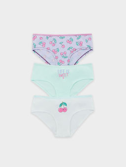 Трусы для девочек слипы мультипак (3 шт.) белые с печатью