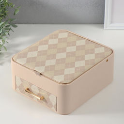 Шкатулка для украшений «Клетка», с зеркалом, искусственная кожа, молочная 20×22.5×9.5 см