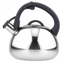 Чайник из нержавеющей стали 2,8л Brandon s0,6мм, дно д15см, s0,6мм, со свистком, зеркальная полировка снаружи, матовая внутри, пластмассовая ручка с покрытием soft-touch, TalleR (Китай) - Домашняя мода фото 3