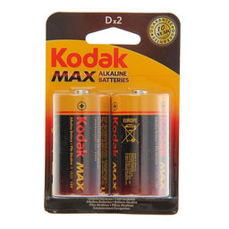 Батарейка алкалиновая Kodak Max, D, LR20-2BL, 1.5 В, блистер, 2 шт.