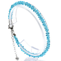 Браслет из циркона огранка 4мм, цвет голубой топаз, 20см