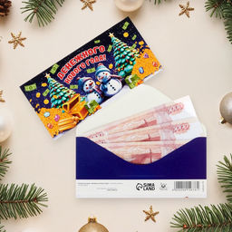 Цена за 10 шт. Конверт для денег «Денежного Нового Года!», 16 х 8 см