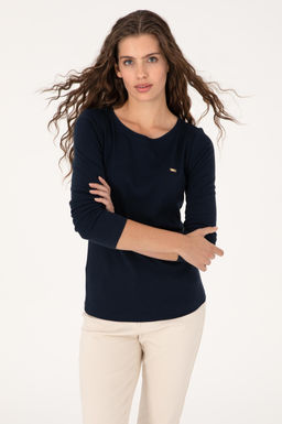 Kad_n Lacivert Basic Sweatshirt Sepette S_rpriz _ndirim
