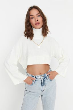 Ekru Super Crop Basic Triko Kazak TWOAW21KZ0163