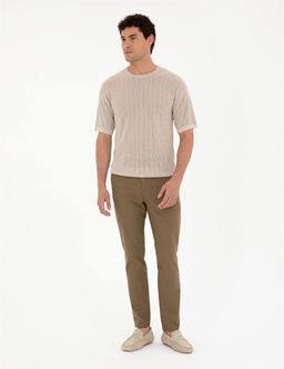 Bej Comfort Fit Bisiklet Yaka Triko Ti__rt - Pierre cardin фото 4